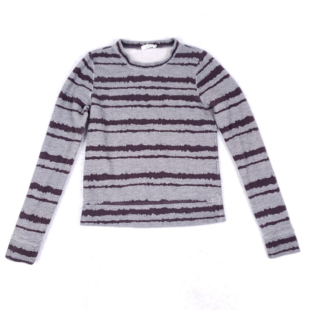 A.L.C. Striped Sweater Top Size Small Gray Brown Long Sleeve Cotton Viscose USA‎
